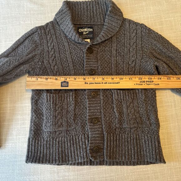 Oshkosh B'Gosh Kids Size 6 Cardigan Cable knit Sweater Top Button Gray - Picture 8 of 9